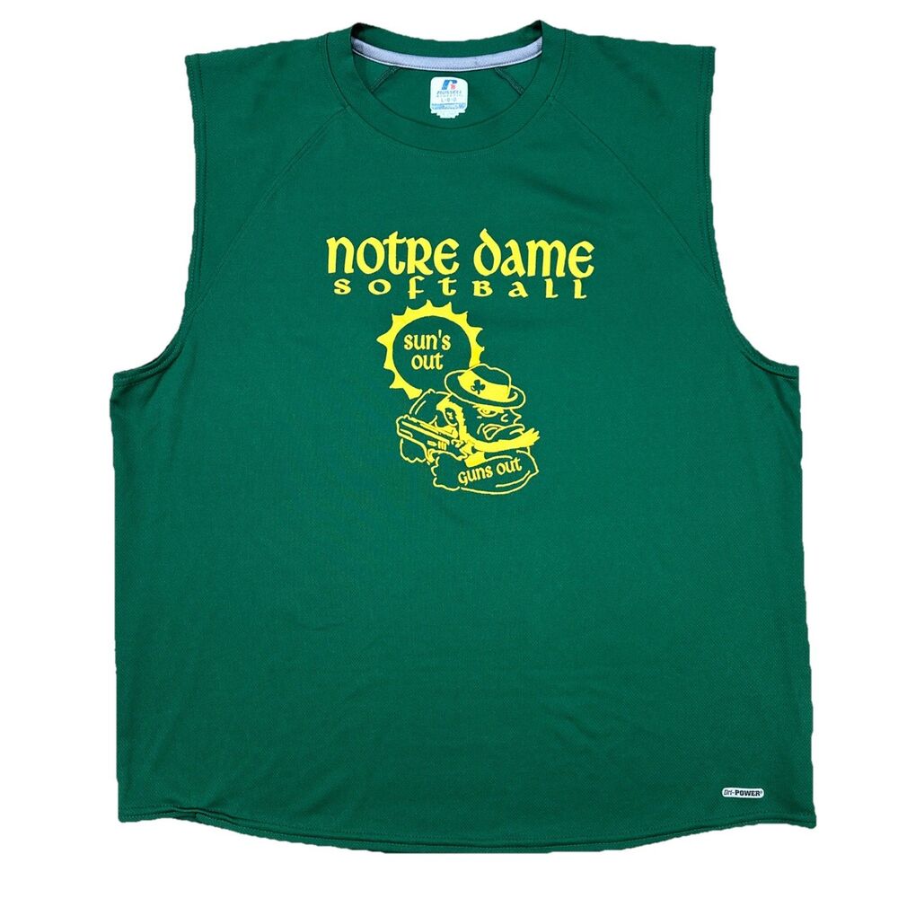 Y2K Notre Dame Fighting Irish Softball Jersey Tank Top Suns Out Guns Out Large